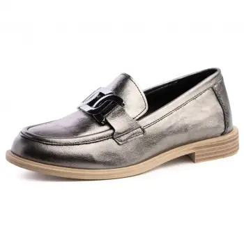 Pantofi piele naturala 3890 argintiu imagine