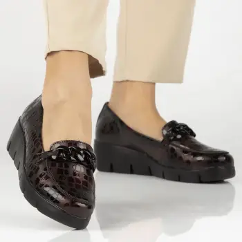 Pantofi piele naturala 4128 visiniu imagine