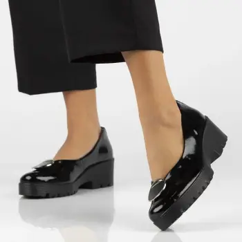 Pantofi piele naturala 4569 negru-lac imagine