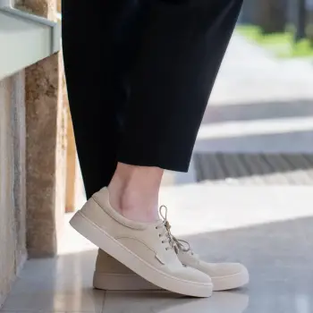 Pantofi piele naturala 521 bej velur imagine