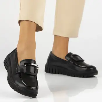 Pantofi piele naturala 6044 negru imagine