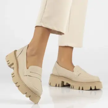 Pantofi piele naturala 6088 bej imagine