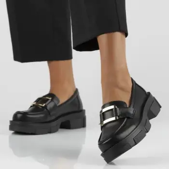 Pantofi piele naturala 6099 negru imagine