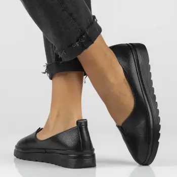 Pantofi piele naturala 6163 negru imagine