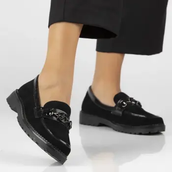 Pantofi piele naturala 6426 negru imagine