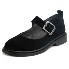 Pantofi piele naturala 645 negru velur imagine