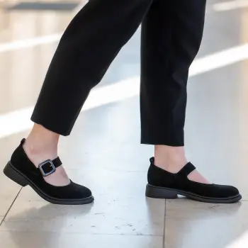 Pantofi piele naturala 645 negru velur imagine