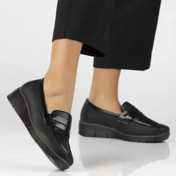 Pantofi piele naturala 6455 negru imagine