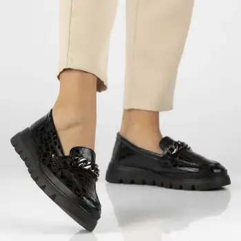 Pantofi piele naturala 6467 negru imagine