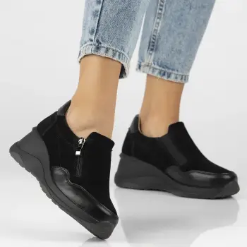 Pantofi piele naturala 6473 negru imagine