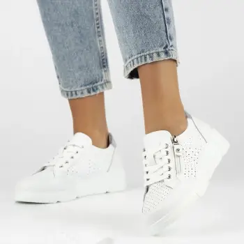 Pantofi piele naturala 6702 alb imagine