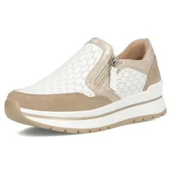 Pantofi piele naturala 6777 alb-bej imagine