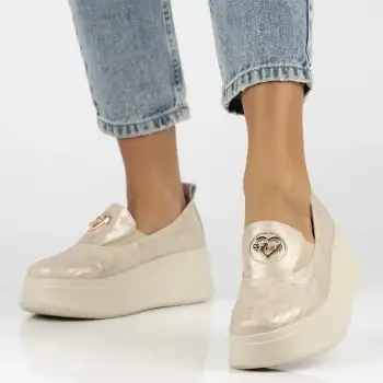 Pantofi piele naturala 6794 bej imagine