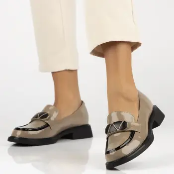 Pantofi piele naturala 6928 bej imagine