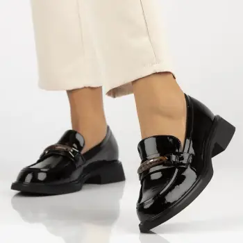 Pantofi piele naturala 6929 negru imagine