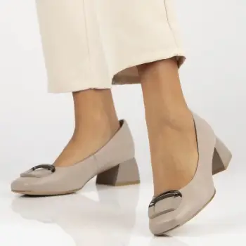 Pantofi piele naturala 6946 bej imagine
