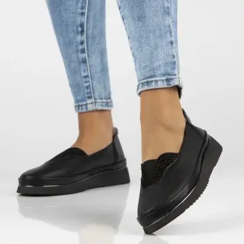 Pantofi piele naturala 7000 negru imagine