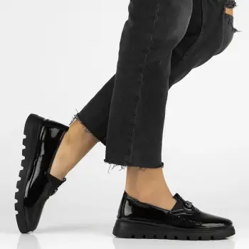 Pantofi piele naturala 7170 negru-lac imagine