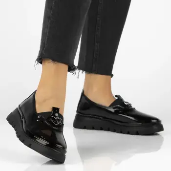 Pantofi piele naturala 7170 negru-lac imagine