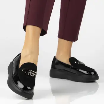 Pantofi piele naturala 7216 negru imagine