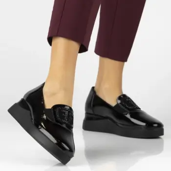 Pantofi piele naturala 7396 negru imagine