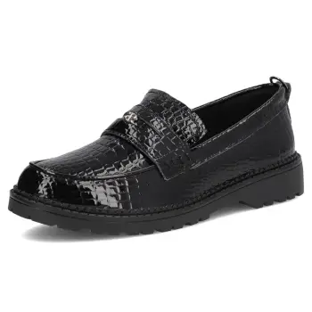 Pantofi piele naturala 7409 negru-croc imagine