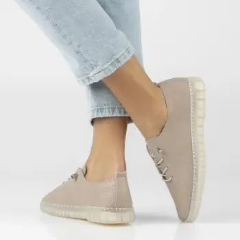 Pantofi piele naturala 7810 bej imagine