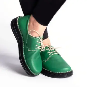 Pantofi piele naturala 9100 verde imagine