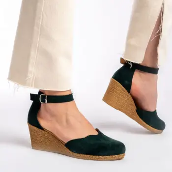 Pantofi piele velur 020 verde imagine