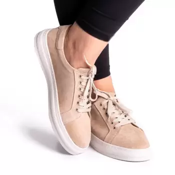 Pantofi piele velur 3027 bej imagine