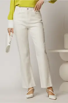 Blugi dama albi cu croi drept clasic imagine