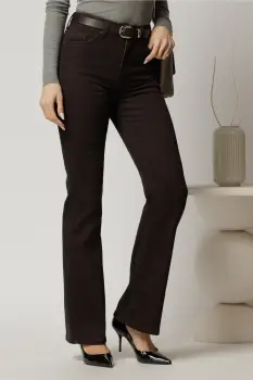 Blugi dama maro cu talie inalta si croi evazat imagine