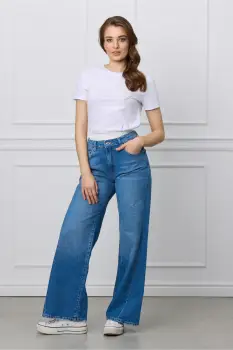 Blugi Marina albastri cu talie dubla cu elastic imagine