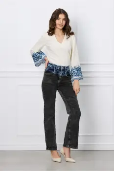 Blugi Ollie negri cu talie dubla imagine