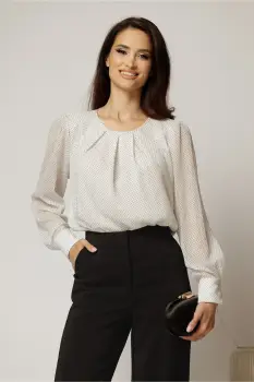 Bluza alba eleganta cu buline si fir lurex imagine