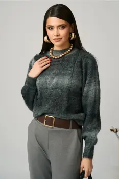 Bluza casual din tricot gri in degrade imagine