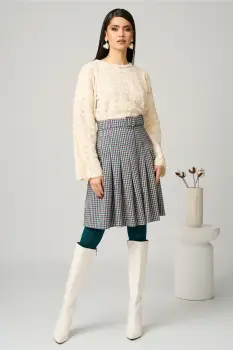 Bluza casual din tricot ivory cu decupaje imagine