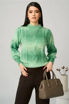 Bluza casual din tricot verde in degrade imagine