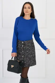 Bluza DY Fashion casual din jerse albastra cu nasturi pe umar imagine