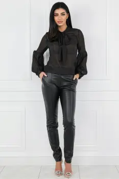 Bluza MBG neagra cu insertii din fir lurex imagine