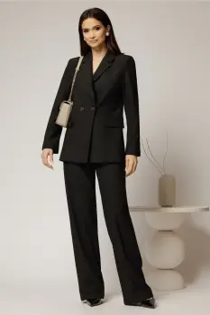 Compleu dama negru cu sacou si pantaloni imagine