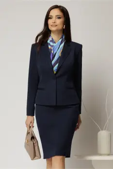 Compleu DY Fashion bleumarin clasic din sacou si fusta office imagine