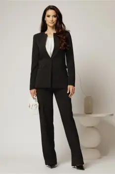 Compleu DY Fashion negru din sacou si pantalon si inchidere la un nasture imagine