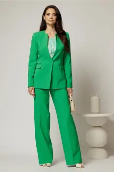 Compleu DY Fashion verde din sacou si pantalon si inchidere la un nasture imagine