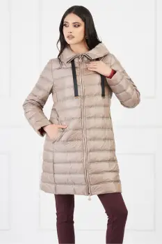 Geaca Dalia bej cu gluga si buzunare ascunse imagine