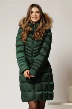 Geaca dama midi verde cu gluga detsabila cu blanita imagine