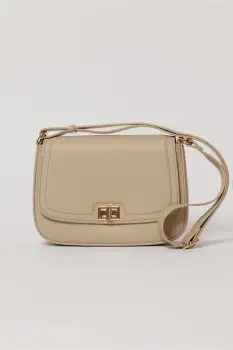 Geanta beige casual cu inchidere metalica imagine