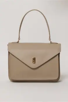 Geanta eleganta taupe cu design structurat imagine