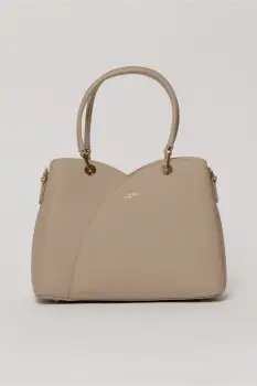 Geanta gri deschis din piele ecologica cu design tip lalea imagine