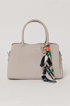 Geanta lila cu esarfa decorativa multicolora imagine